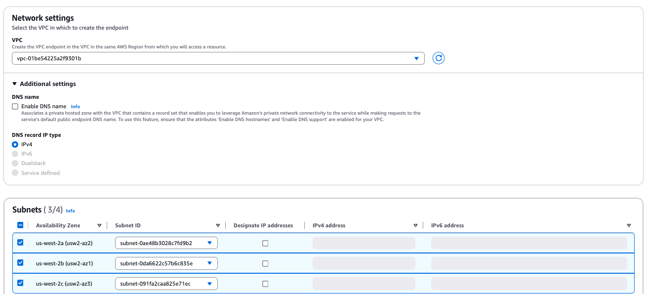 Выбор VPC и подсетей
